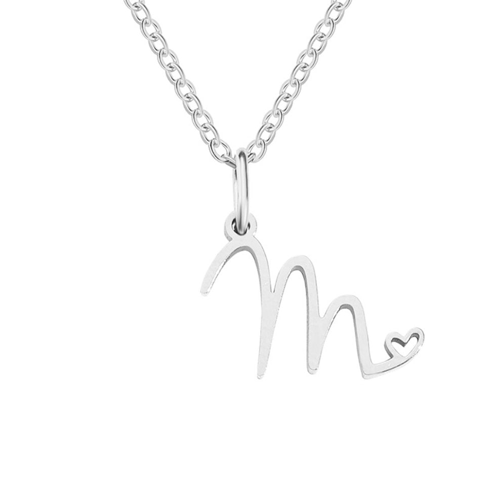 Collier en Cœur avec Lettre en Argent